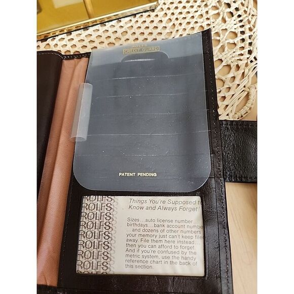 Vintage Rolfs Genuine Leather Bifold Wallet Organizer Brown Kiss Lock Coin Purse - Picture 4 of 5
